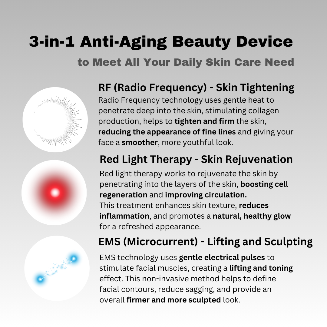 3-in-1 Beauty Device – RF & Microcurrent & Light Therapy