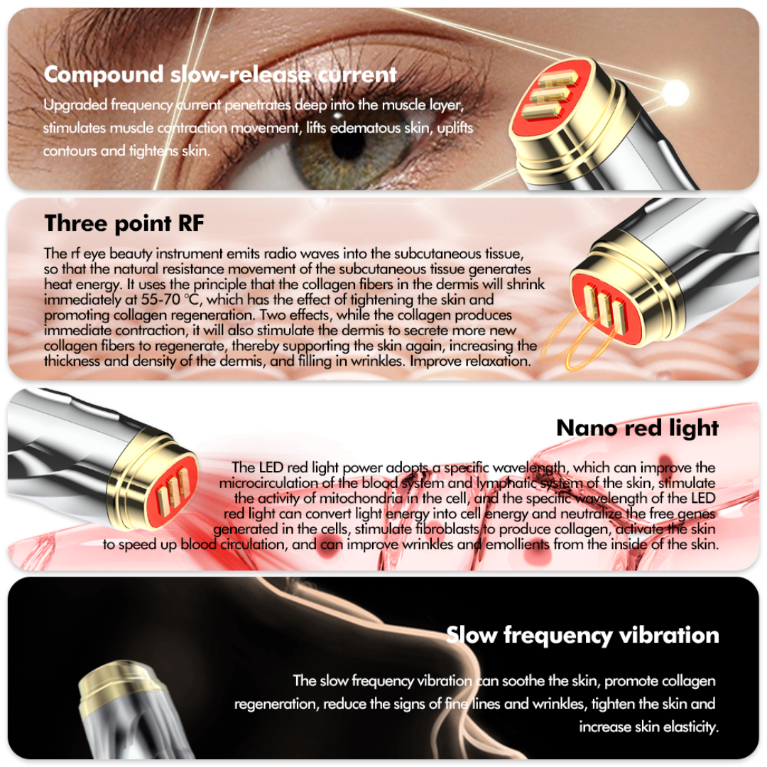 Metal Eye Massager with Red Light & Vibration